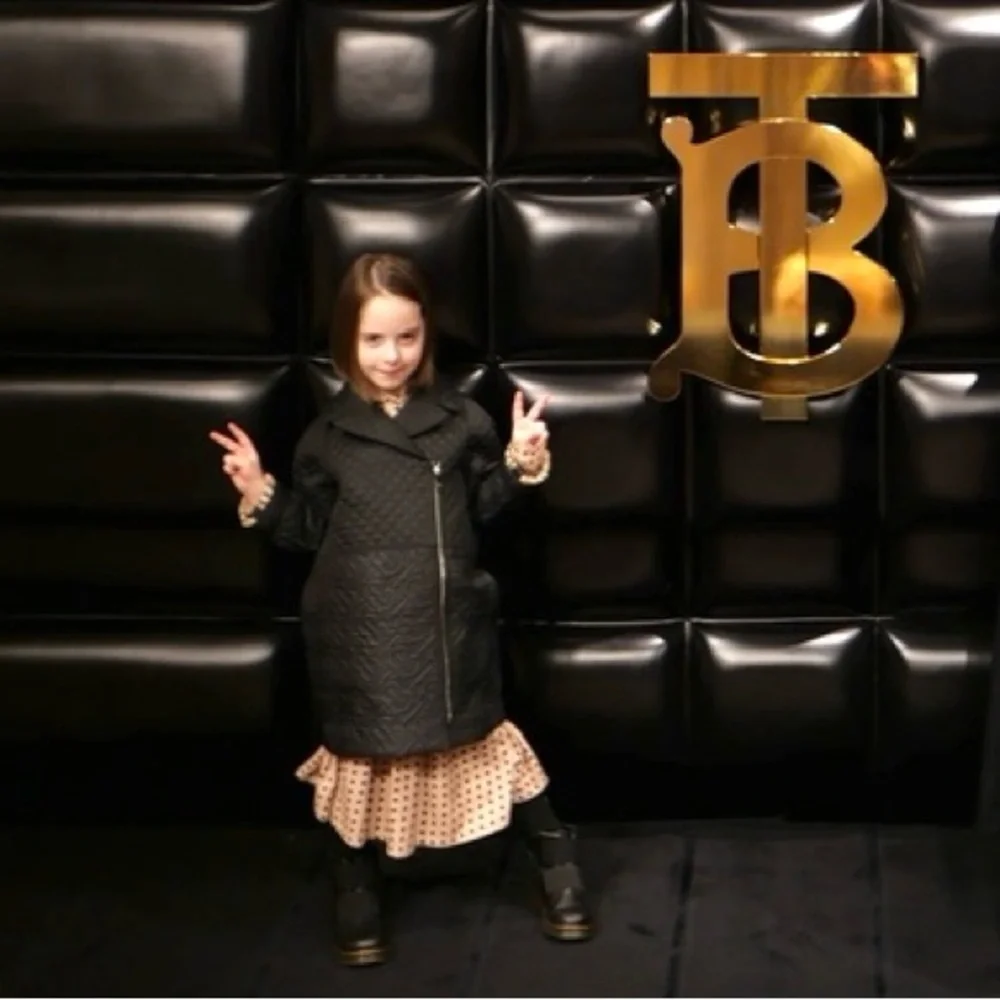 Burberry Girls’ Gia Cocoon Black TB Monogram Quilted Coat/Check Interior—6Y - Picture 3 of 16